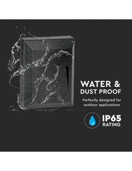 Faretto LED Segnapasso Quadrato Montaggio a Plafone 2W Nero 3000K IP65