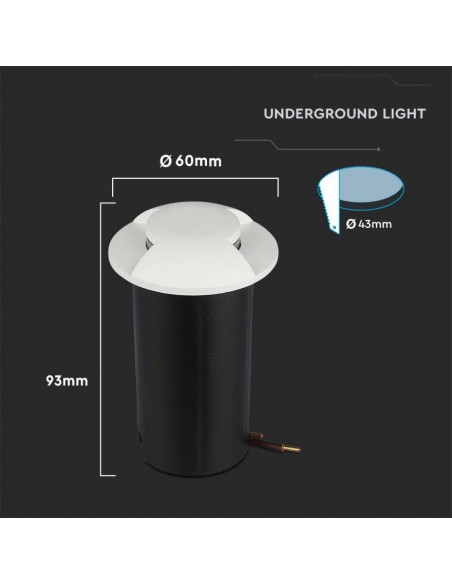 211465-Faretto LED Segnapasso a Cilindro da Interramento  Doppio Fascio Luminoso Colore Bianco V   Driver non Incluso-3