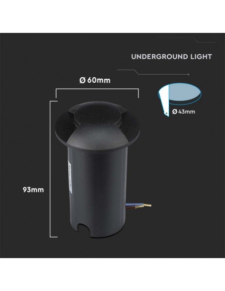 211466-Faretto LED Segnapasso a Cilindro da Interramento  Doppio Fascio Luminoso Colore Nero V   Driver non Incluso-3