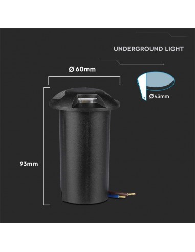 211470-Faretto LED Segnapasso a Cilindro da Interramento  con  Fasci Luminosi Colore Nero V   Driver non Incluso-3