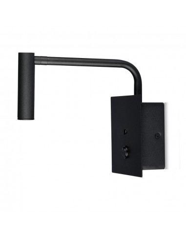 211487-Applique da Hotel per Lettura LED  con Interruttore Porta USB Colore Nero -2