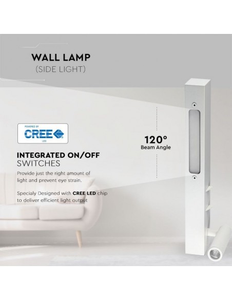 Applique da Hotel per Lettura con 2 LED 3W e 6W Bianco 3000K