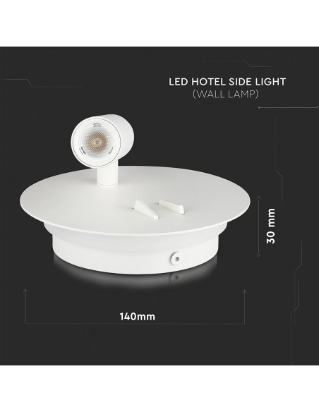 211489-Applique da Parete per Lettura con  LED Chip CREE Indipendenti tramite Tasti On/Off Integrati Retroilluminata  con Farett