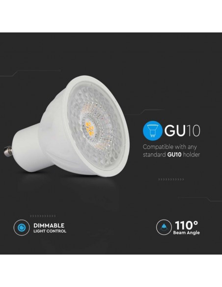 Faretto LED Chip Samsung GU10 6W 110° 6400K Dimmerabile