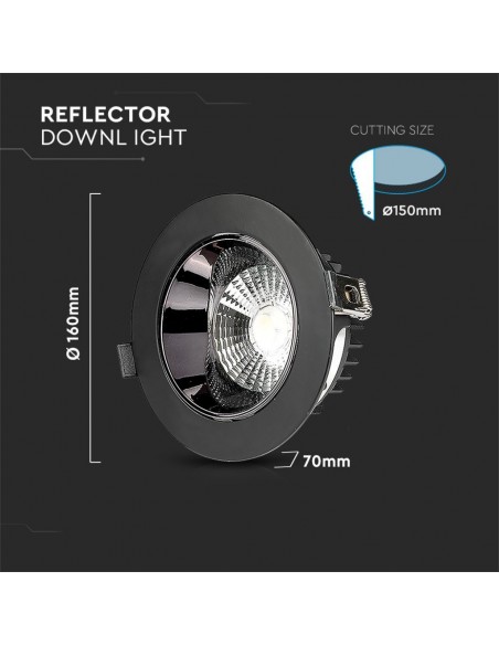 2120054-Faretto LED Chip Samsung da Incasso Rotondo LED COB  Riflettore Orientabile Colore Nero -3