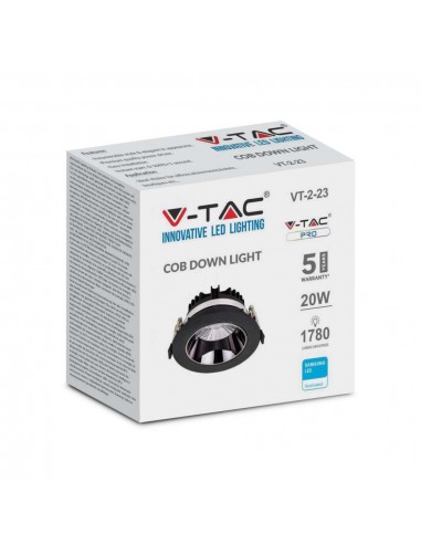 2120056-Faretto LED Chip Samsung da Incasso Rotondo LED COB  Riflettore Orientabile Colore Nero -2