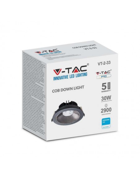 2120058-Faretto LED Chip Samsung da Incasso Rotondo LED COB  Riflettore Orientabile Colore Nero -2