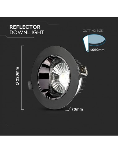 2120058-Faretto LED Chip Samsung da Incasso Rotondo LED COB  Riflettore Orientabile Colore Nero -3