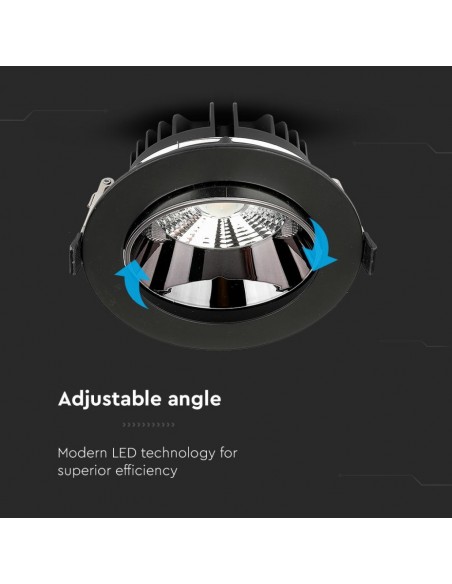 2120058-Faretto LED Chip Samsung da Incasso Rotondo LED COB  Riflettore Orientabile Colore Nero -5