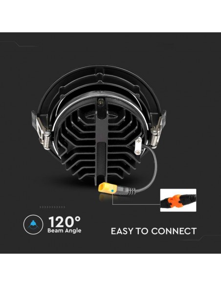 2120058-Faretto LED Chip Samsung da Incasso Rotondo LED COB  Riflettore Orientabile Colore Nero -6
