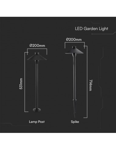 2120316-Piantana LED da Giardino  Chip Samsung con Picchetto Installazione in Colore Nero  -3