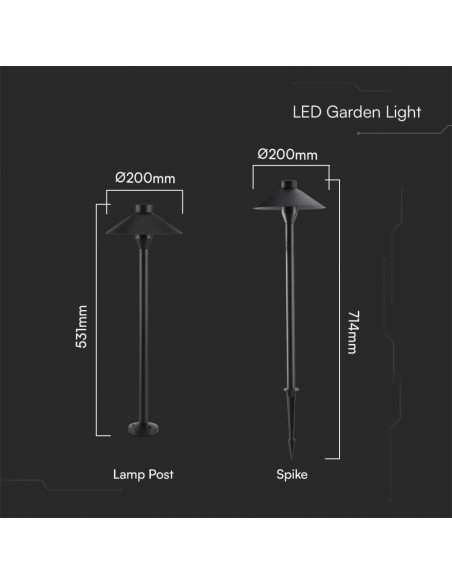 2120316-Piantana LED da Giardino  Chip Samsung con Picchetto Installazione in Colore Nero  -3