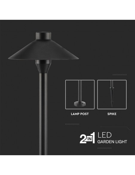 Piantana LED da Giardino 7W Chip Samsung con Picchetto Installazione 2in1 Nero 3000K IP65