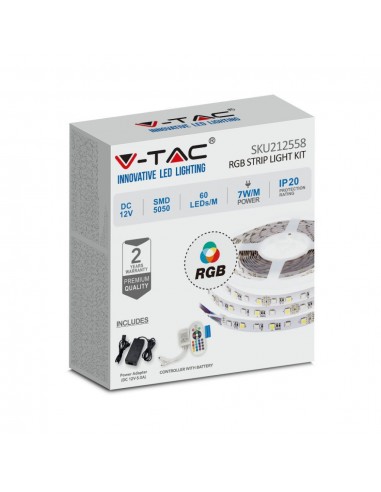 212558-Kit per Strip LED SMD /m Bobina m  LED/m con Telecomando e Alimentatore RGB Dimmerabile IP-1