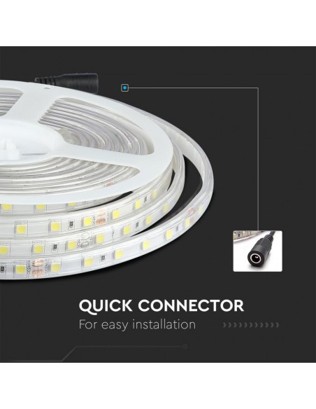 Strip LED SMD5050 10W/m 5m 60 LED/m 24V 6500K IP65 11mm