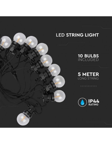 212728-Catenaria m con  Lampadine mini Globo a Filamento LED  Colore Nero con Trasformatore -3