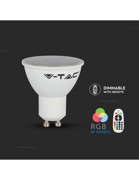 Faretto LED GU10 5,5W Satinato con Telecomando RGB + 3000K