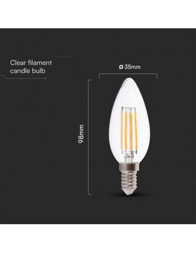 212848-Lampadina LED E  LM/W Candela Filamento -3