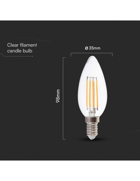 212848-Lampadina LED E  LM/W Candela Filamento -3