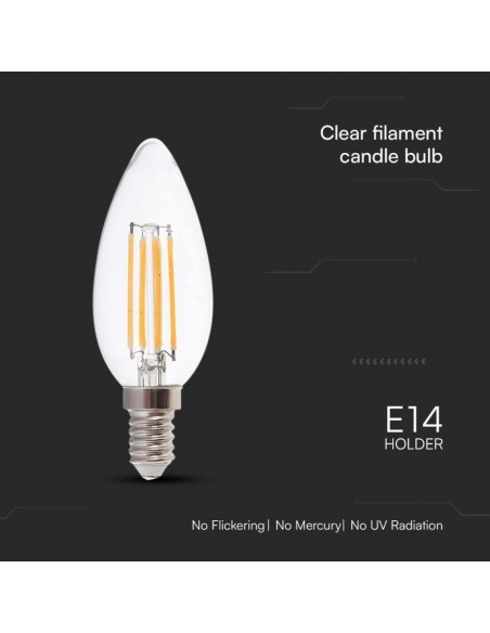 212848-Lampadina LED E  LM/W Candela Filamento -6