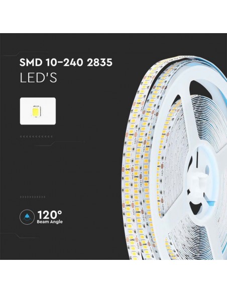 Strip LED Chip Samsung SMD2835 15W/m 10m 240 LED/m 24V 4000K IP20 10mm