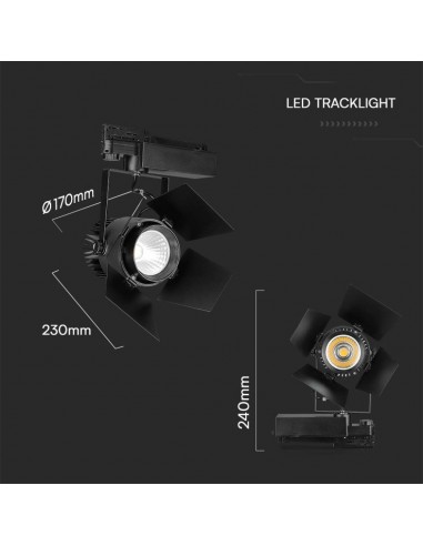 21371-Faretto LED da Binario Chip Samsung  Colore Nero -2