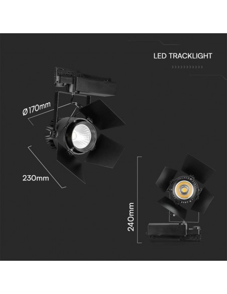 21371-Faretto LED da Binario Chip Samsung  Colore Nero -2