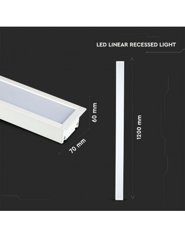 21381-Plafoniera LED Chip Samsung a Incasso  Lineare Colore Bianco cm -3