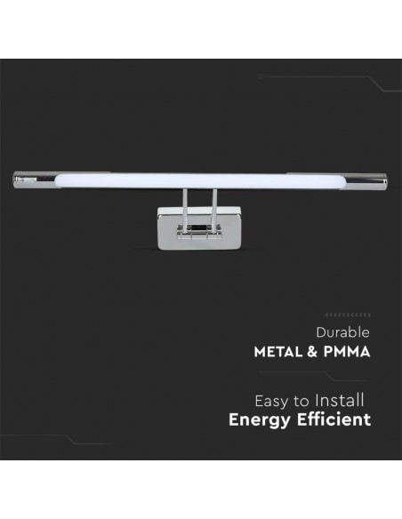 Lampada LED da Specchio da 12W 64cm Finiture Cromate 4000K