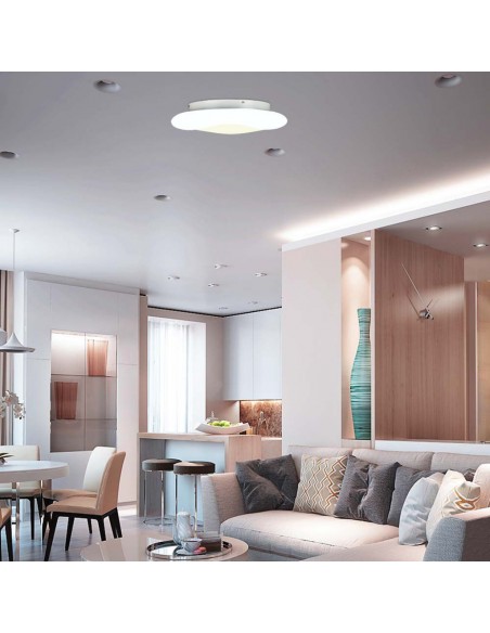 213966-Plafoniera LED Circolare  con Telecomando Cambio Colore  in  Corpo Bianco  Dimmerabile-5