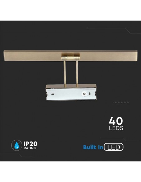 Lampada LED da Specchio 9W Finiture Oro Spazzolato 3000K