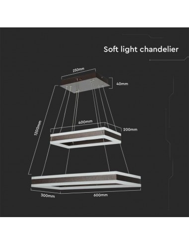 213988-Lampadario LED a Sospensione con  Rettangoli  in Metallo Colore Caffè  Triac Dimmerabile-2