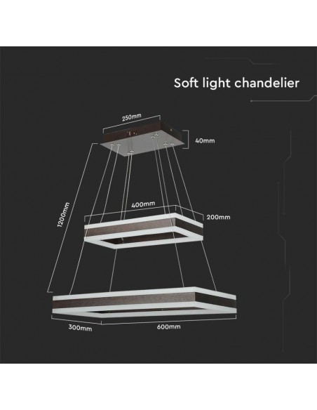 213988-Lampadario LED a Sospensione con  Rettangoli  in Metallo Colore Caffè  Triac Dimmerabile-2