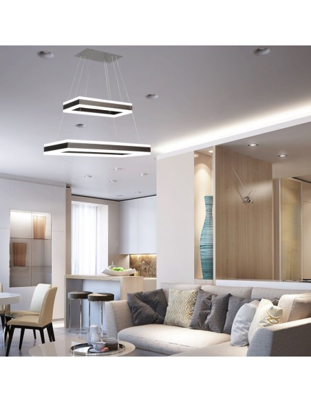 213988-Lampadario LED a Sospensione con  Rettangoli  in Metallo Colore Caffè  Triac Dimmerabile-4