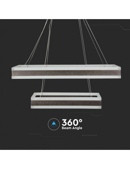 Lampadario LED a Sospensione con 2 Rettangoli 113W in Metallo Caffè 3000K Triac Dimmerabile
