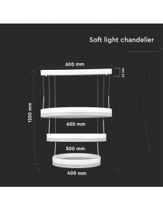 213989-Lampadario LED a Sospensione con  Cerchi  in Metallo Colore Bianco  Triac Dimmerabile-1 2