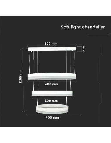 213989-Lampadario LED a Sospensione con  Cerchi  in Metallo Colore Bianco  Triac Dimmerabile-2