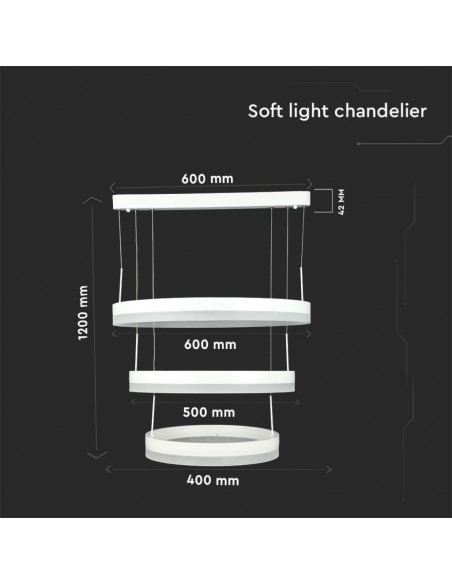 213989-Lampadario LED a Sospensione con  Cerchi  in Metallo Colore Bianco  Triac Dimmerabile-2