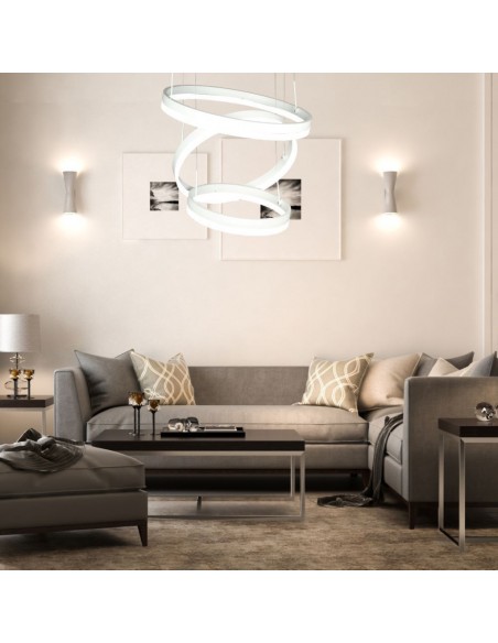 213989-Lampadario LED a Sospensione con  Cerchi  in Metallo Colore Bianco  Triac Dimmerabile-4