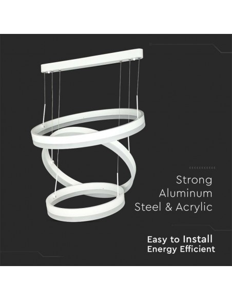 213989-Lampadario LED a Sospensione con  Cerchi  in Metallo Colore Bianco  Triac Dimmerabile-6