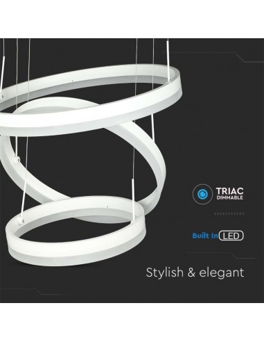 213989-Lampadario LED a Sospensione con  Cerchi  in Metallo Colore Bianco  Triac Dimmerabile-7