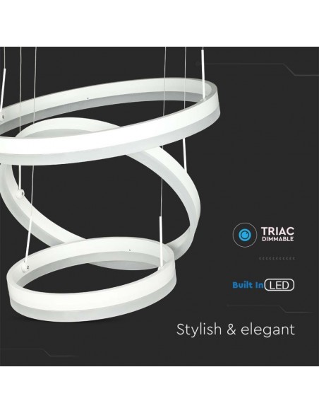 213989-Lampadario LED a Sospensione con  Cerchi  in Metallo Colore Bianco  Triac Dimmerabile-7
