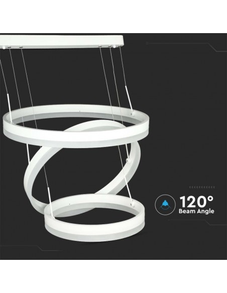 Lampadario LED a Sospensione con 3 Cerchi 86W in Metallo Bianco 3000K Triac Dimmerabile