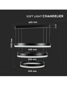 213990-Lampadario LED a Sospensione con  Cerchi  in Metallo Colore Nero  Triac Dimmerabile-1 2