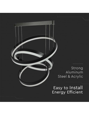 213990-Lampadario LED a Sospensione con  Cerchi  in Metallo Colore Nero  Triac Dimmerabile-6