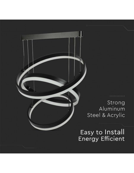 213990-Lampadario LED a Sospensione con  Cerchi  in Metallo Colore Nero  Triac Dimmerabile-6
