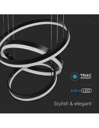 213990-Lampadario LED a Sospensione con  Cerchi  in Metallo Colore Nero  Triac Dimmerabile-7