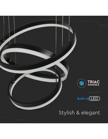 213990-Lampadario LED a Sospensione con  Cerchi  in Metallo Colore Nero  Triac Dimmerabile-7