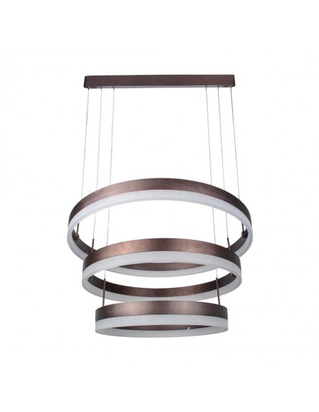 213991-Lampadario LED a Sospensione con  Cerchi  in Metallo Colore Caffè  Triac Dimmerabile-1