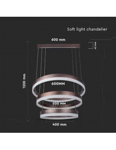 213991-Lampadario LED a Sospensione con  Cerchi  in Metallo Colore Caffè  Triac Dimmerabile-1 2